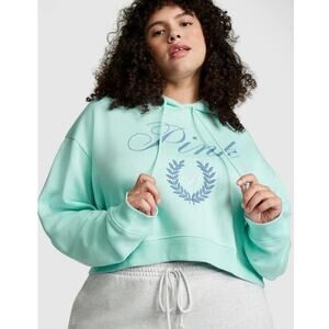 PINK Victoria’s Secret Hoodie XS NWT Mint Blue Crop Script Logo Sweatshirt